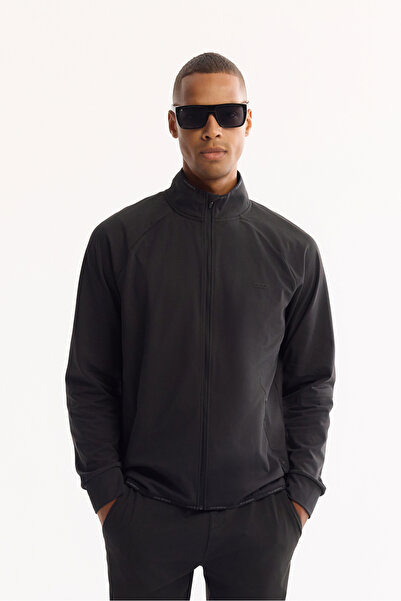 Avva Cardigan pentru bărbați, negru, cu guler ridicat fermoar, cu injecție la...