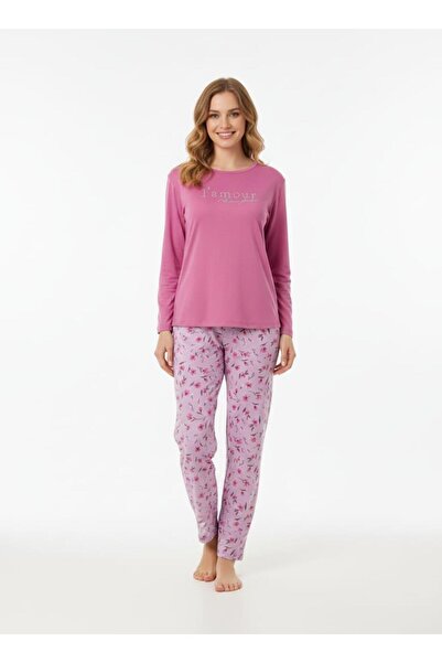 Pemilo Set de pijamale din lycra cu mâneci lungi pentru femei 2000-17