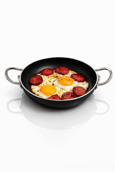 MEŞELER Granite Sahan / Black Omlet Pan with Stainless Steel Handle 24 cm