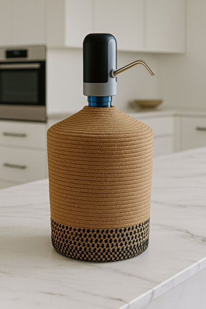 Efuliz Home غطاء زجاجة مياه من الخيزران من الجوت، غطاء موزع مياه أنيق وطبيعي.