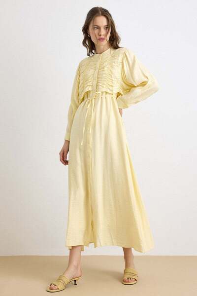 Olcay Rochie cu șnur și detaliu pelerină GALBEN 9433-E