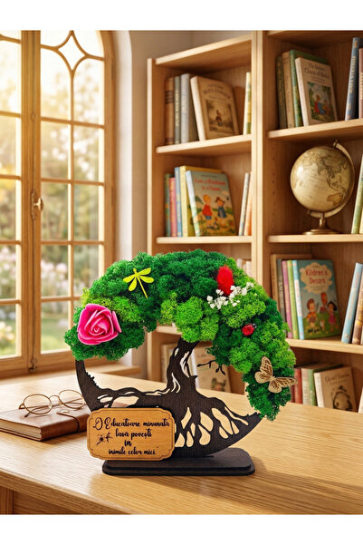 OEM Cadou Copacul Vietii, cu licheni stabilizati, din lemn wenge, „Educatoare...