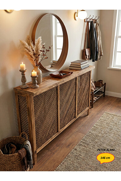 Sedefira Doğal Ahşap Petek Kaplama Dresuar, Radyatör Gizleyici, Dekoratif Pet...