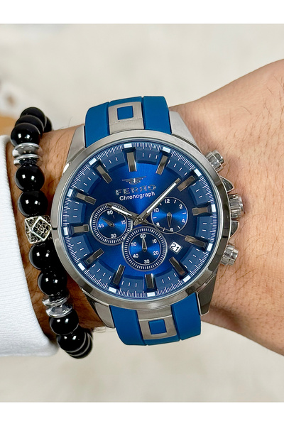 FERRO ساعة يد رجالية بسوار من السيليكون الأسود FM11379D-L3 مع وظائف نشطة وضما...