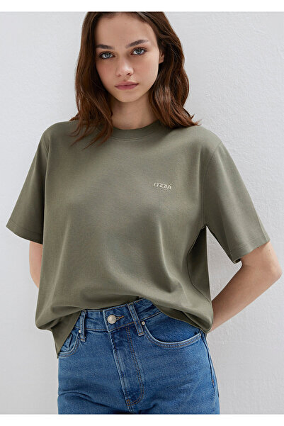 Mavi Tricou verde cu imprimeu de blugi. Croială normală 1613804-86961