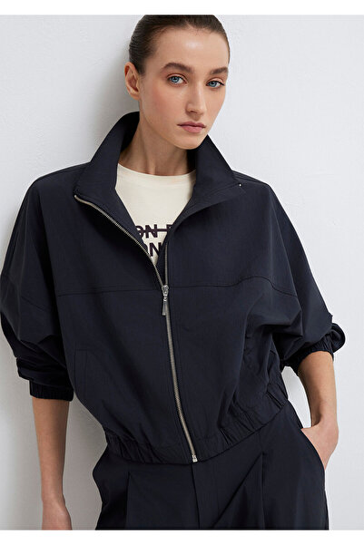 Mavi Anthrazitfarbene Slim-Jacke mit Stehkragen, lockerer Schnitt / bequemer ...