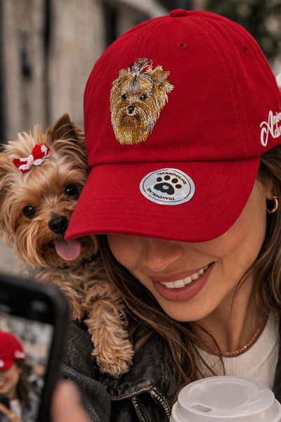 Trampoline Yorkshire Terrier Köpek Nakışlı Şapka - Hayvan Figürlü Şapka