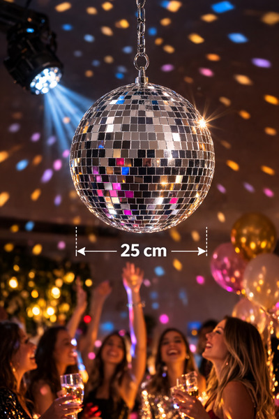 PARTİPORT 25 cm Aynalı Disko Topu – Parti Işık Yansımalı Aynalı Top | Doğum G...