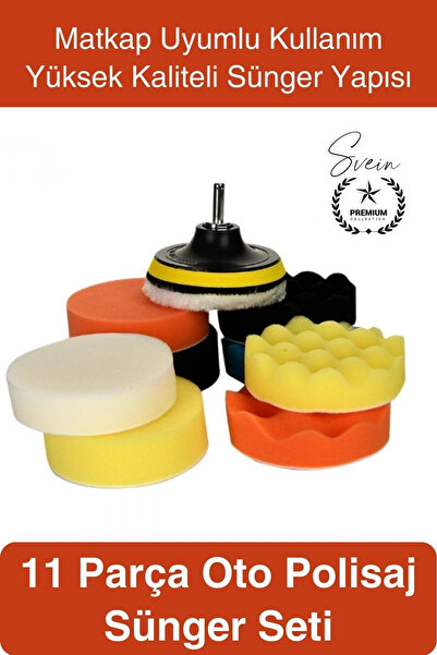 Svein #PastaCila 11 Parça Oto Polisaj Sünger Seti Matkap Uyumlu Pasta Cila Uy...