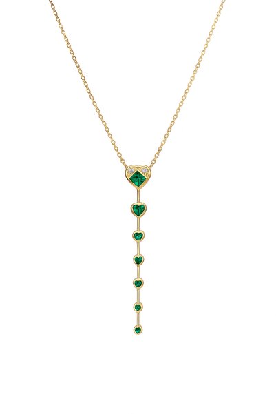 AFRODİTGOLDBUJİTERİ Zircon Emerald Stone Steel Gold Necklace