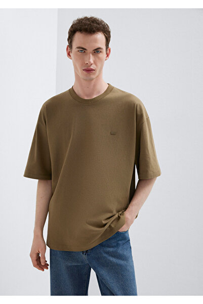 Mavi Grünes Basic-T-Shirt mit Silikon-Logo-Print, Oversize / Weit geschnitten...