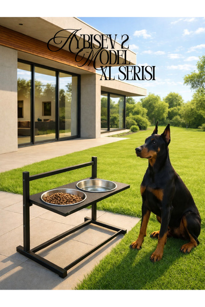Okay XL Ayarlanabilir Köpek Mama Su Kabı Standı | Büyük Irklar İçin Metal Stand