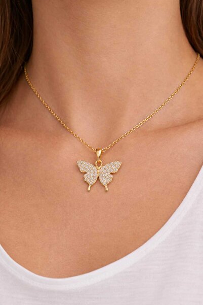 Afrodit Gold Bijuteri butterfly necklace