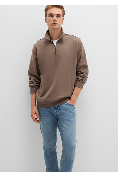 Mavi Cu fermoar pe jumătate maro basic Swea tricou 0S10419-70380