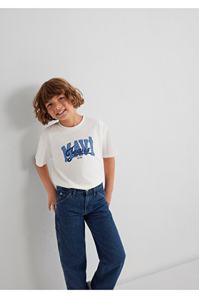 Mavi Ecru T-Shirt mit Jeans-Print, Loose Fit / weiter, bequemer Schnitt 66103...