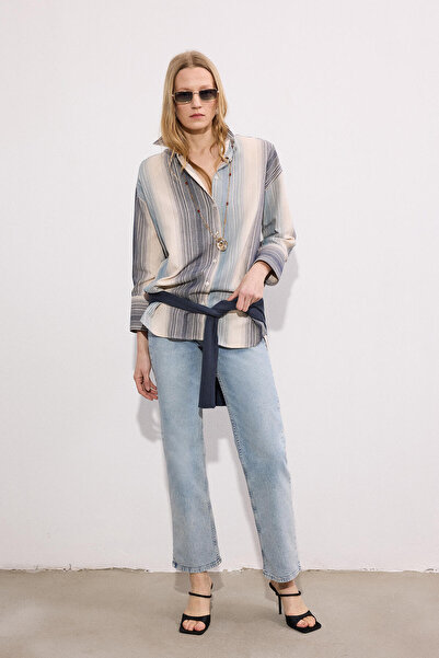 Touché Privé DOĞAL DOKULU ÇİZGİLİ GÖMLEK