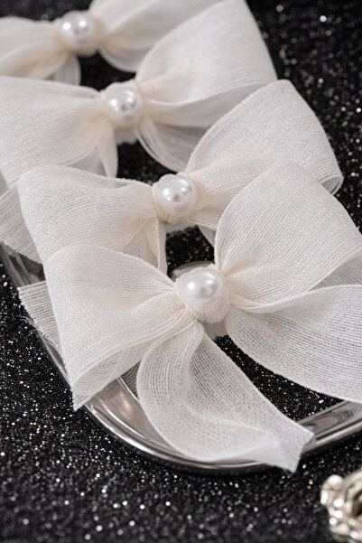 Rima Tasarım 25 bucăți panglică albă cu detalii perle K in cu nasturi, 2,5 cm...