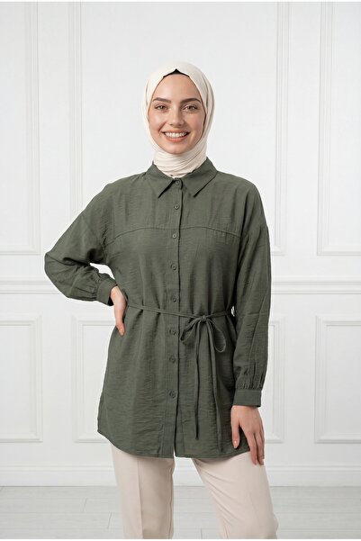 BENAHOLL Βενετσιάνικο πουκάμισο με κορδόνια και φράουλες-PE211 Χακί