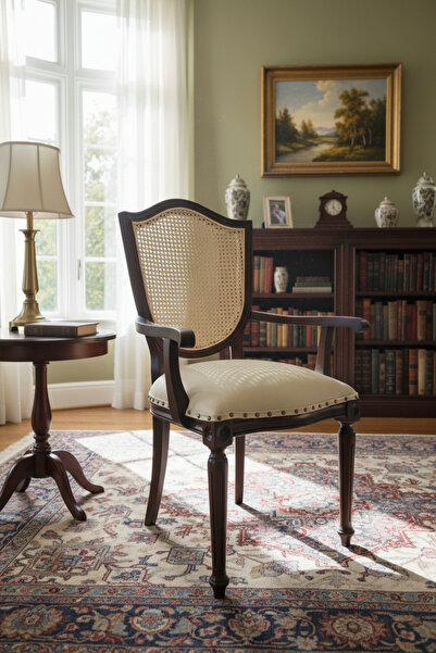 KleinHaus Furniture Retro Kollu Sandalye, Klasik Tasarım, Hazeran Sırtlı, Kon...