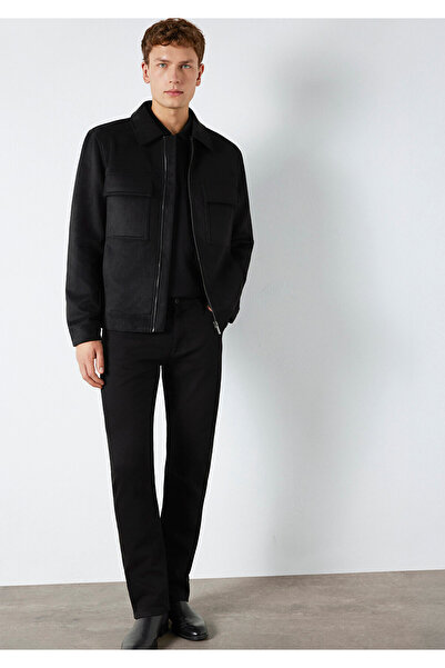 Mavi Schwarze Kunstlederjacke mit schwarzen Taschendetails, normale Passform ...