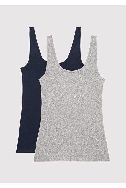 Mavi 2er-Pack Basic-Tanktops für Damen in Grau und Marineblau mit tailliertem...