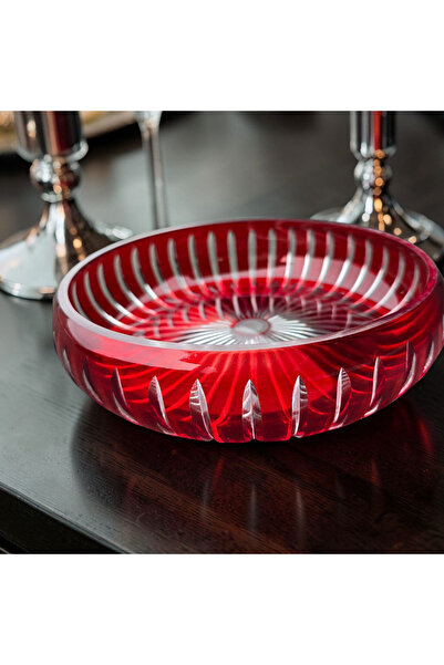 AYZ HOME 28 cm Hand-Cut Colored Crystal Glass Bowl - Handcrafted Decorative S...