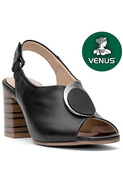 Venüs Nobilis Genuine Leather Comfort Orthopedic Women's Sandals Black