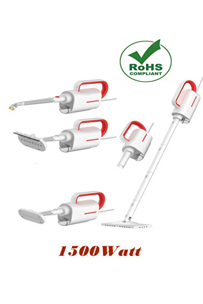 POBO Buharlı Mop Paspas Makinası 1500 Watt Buharlı Temizlik Makinesi 6 In 1 B...