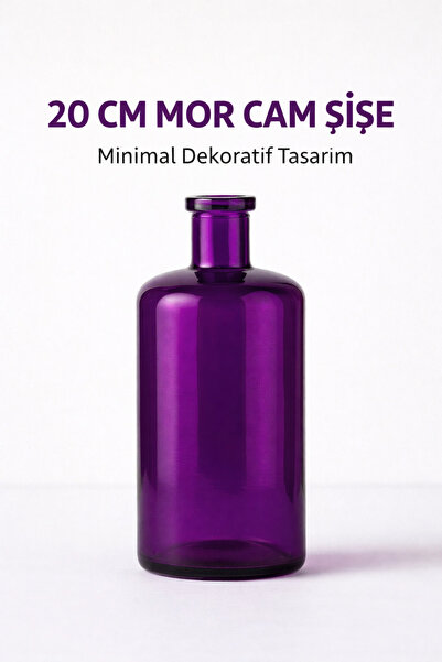 GROVİNG HAİR ✨ Mor Zarif Dekoratif Cam Şişe Özel Tasarım Kapaksız Vintage Şık...
