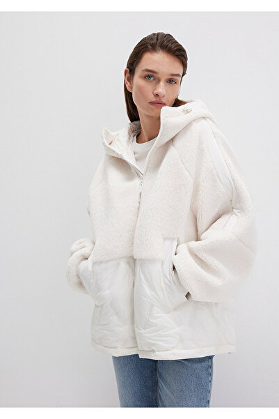 Mavi Plush Detailed Hooded Ecru Jacket Loose Fit / Relaxed Fit 1110215-80194