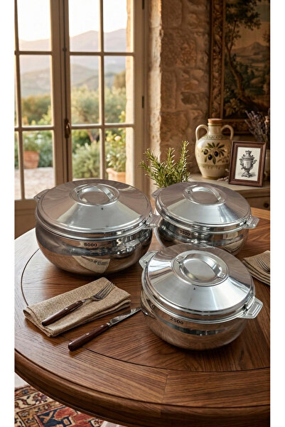 AR HOME 3 PCS STELL -FOOD CONTAINER SET-HOT-POT-2500/3500/5000