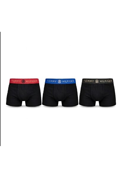 NoNameStore7 Boxeri bărbătești, TOMMY HILFIGER, Set de 3, 95% Bumbac, Negru