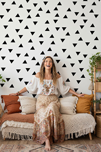 KT Decor ملصق حائط مثلث أسود 5 سم 150 قطعة