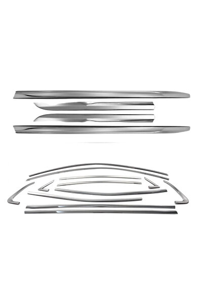 ESY DİZAYN Renault Clio 5 Krom Cam Çerçevesi 12 Parça Yan Kapı Çıtası 4 Adet ...