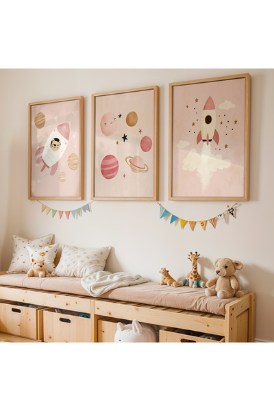 Artiera Σετ ζωγραφικής 3 τεμαχίων με θέμα το διάστημα για κοριτσίστικο δωμάτι...