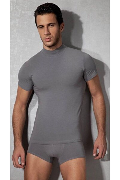 Doreanse Muška Modal / Pamuk majica kratkih rukava sa visokim ovratnikom, uska