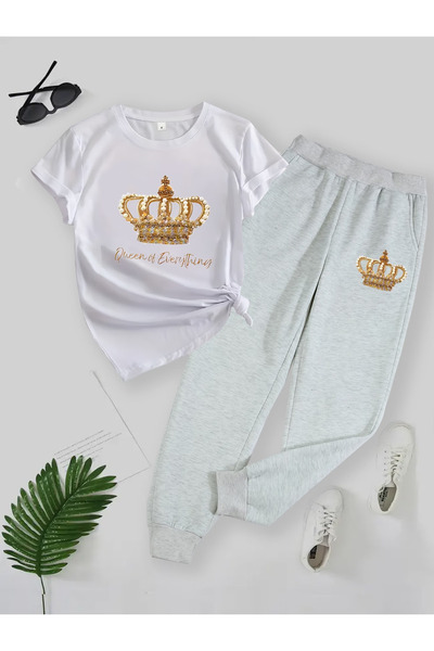 Rayan & Hoor Style Queen Printed Sweatpants and T-Shirt Top and Bottom Tracks...