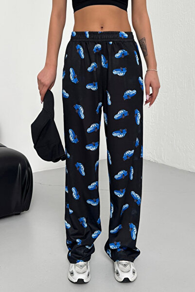 İlayda Toprak Print Lacivert Sally Balina Desenli Bol Kalıp Beli Lastikli Eso...