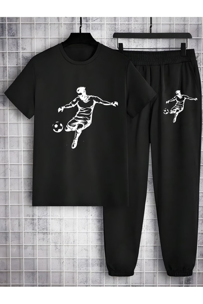 Rayan & Hoor Style Printed Sweatpants and T-shirt Top and Bottom Tracksuit Set