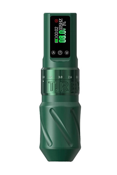 T-Rex Sonic Green Wireless Tattoo Machine – OLed Screen with 7 Stroke Adjustment