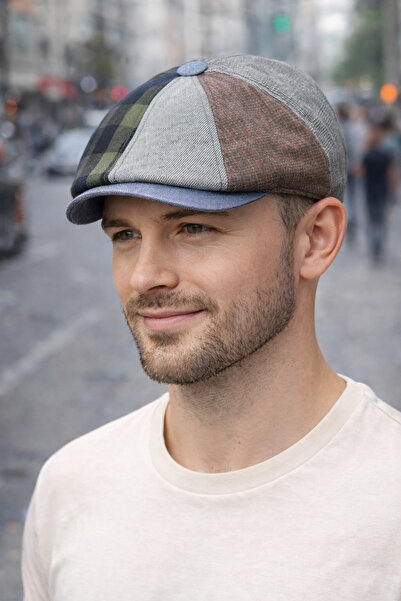 PaminBags Aksesuar Καπέλο Kasket από λινό με σχέδιο Patchwork Beckham PeakyBl...