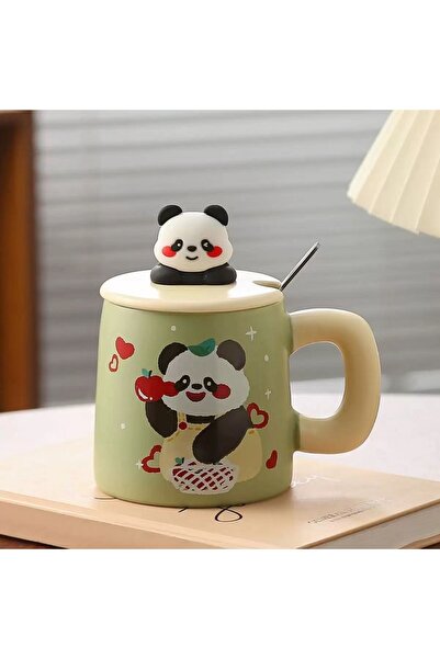 hediyeconcepti 500ml Cute Cartoon Panda High Temperature Resistant Ceramic Mug