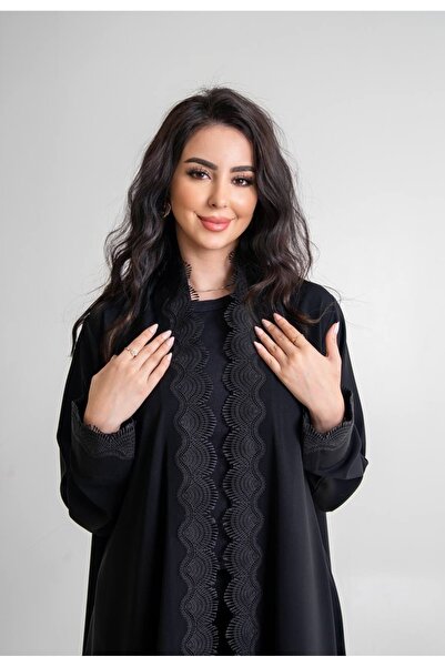 Al Afnan Boutique An elegant and attractive abaya made of deep black cobra Cr...