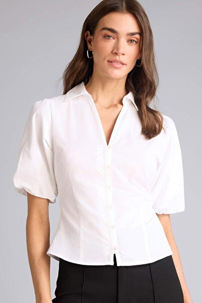 DeFacto Fıtted Poplin Kısa Kollu Gömlek H1573AX26SP