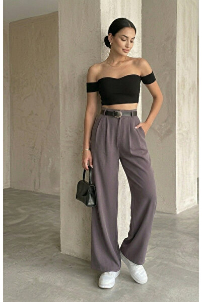 MAİMODA Women’S Belted Double-Pleat Baggy Pants