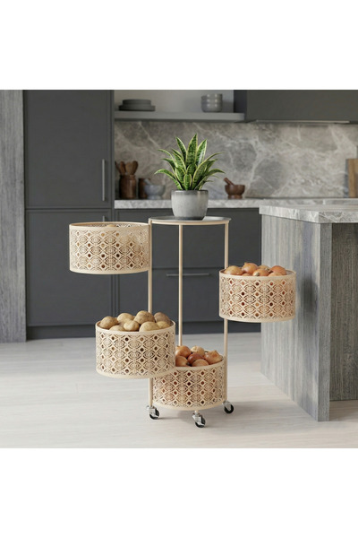 ayyıldız dekor organizasyon ekipmanları imalat Soft Ekru Metal Açılır 4 Katlı...