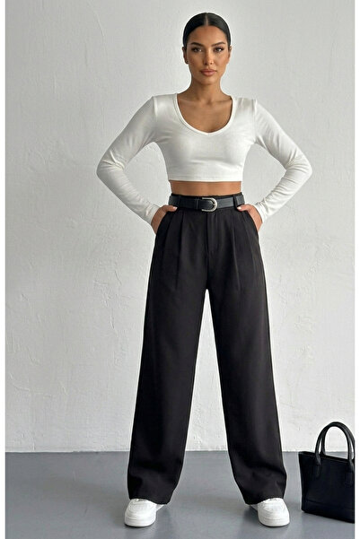 MAİMODA Women’S Belted Double-Pleat Baggy Pants