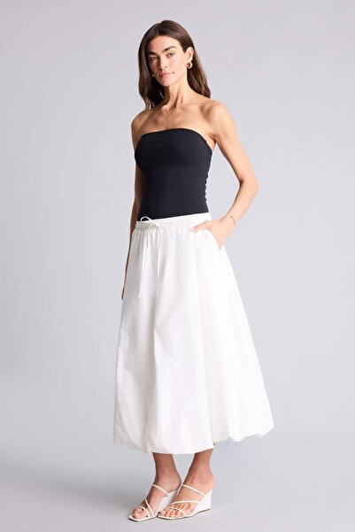 DeFacto Balloon Fit Normal Waist Poplin Midi Skirt H1558Ax26Sp