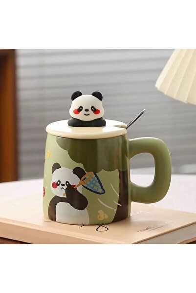 hediyeconcepti 500ml Cute Cartoon Panda High Temperature Resistant Ceramic Mug