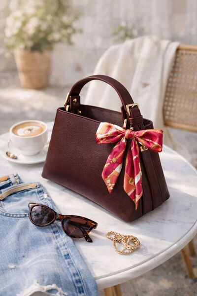 Moda Sekiz شال نسائي بتفاصيل أكسسوارات بحمالات متقاطعة حقيبة كتف